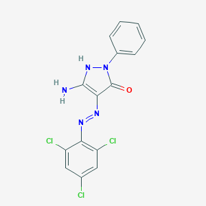 (4E)-5-amino-2-phenyl-4-[2-(2,4,6-trichlorophenyl)hydrazinylidene]-2,4-dihydro-3H-pyrazol-3-one