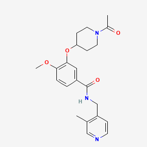 molecular formula C22H27N3O4 B3816318 3-[(1-acetyl-4-piperidinyl)oxy]-4-methoxy-N-[(3-methyl-4-pyridinyl)methyl]benzamide 