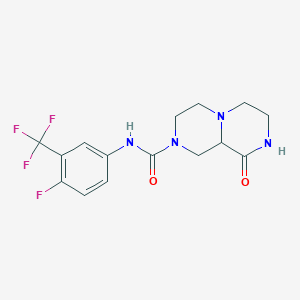 molecular formula C15H16F4N4O2 B3816325 N-[4-fluoro-3-(trifluoromethyl)phenyl]-9-oxooctahydro-2H-pyrazino[1,2-a]pyrazine-2-carboxamide 