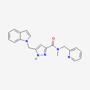 molecular formula C20H19N5O B3816329 5-(1H-indol-1-ylmethyl)-N-methyl-N-(2-pyridinylmethyl)-1H-pyrazole-3-carboxamide 