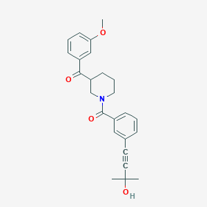 molecular formula C25H27NO4 B3816388 {1-[3-(3-hydroxy-3-methyl-1-butyn-1-yl)benzoyl]-3-piperidinyl}(3-methoxyphenyl)methanone 