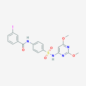 molecular formula C19H17IN4O5S B381639 N-(4-{[(2,6-dimethoxypyrimidin-4-yl)amino]sulfonyl}phenyl)-3-iodobenzamide CAS No. 385405-85-6
