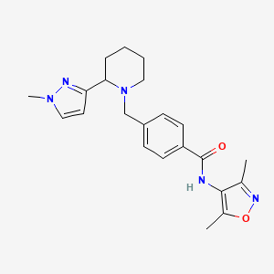 molecular formula C22H27N5O2 B3816440 N-(3,5-dimethylisoxazol-4-yl)-4-{[2-(1-methyl-1H-pyrazol-3-yl)piperidin-1-yl]methyl}benzamide 