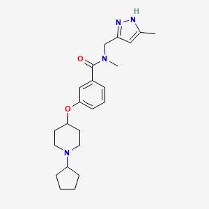 molecular formula C23H32N4O2 B3816445 3-[(1-cyclopentyl-4-piperidinyl)oxy]-N-methyl-N-[(5-methyl-1H-pyrazol-3-yl)methyl]benzamide 