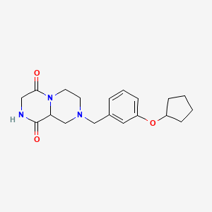 molecular formula C19H25N3O3 B3816452 8-[3-(cyclopentyloxy)benzyl]tetrahydro-2H-pyrazino[1,2-a]pyrazine-1,4(3H,6H)-dione 