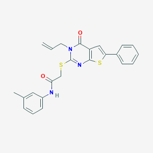 molecular formula C24H21N3O2S2 B381646 2-[(3-allyl-4-oxo-6-phenyl-3,4-dihydrothieno[2,3-d]pyrimidin-2-yl)sulfanyl]-N-(3-methylphenyl)acetamide 