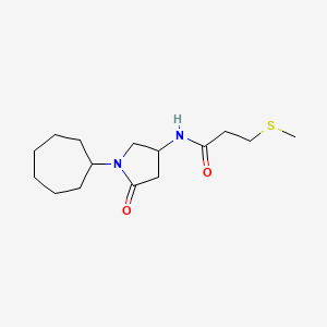 molecular formula C15H26N2O2S B3816460 N-(1-cycloheptyl-5-oxo-3-pyrrolidinyl)-3-(methylthio)propanamide 