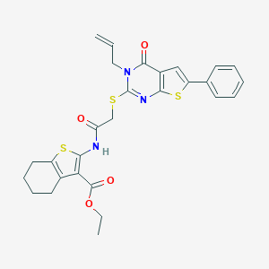 Ethyl 2-({[(3-allyl-4-oxo-6-phenyl-3,4-dihydrothieno[2,3-d]pyrimidin-2-yl)sulfanyl]acetyl}amino)-4,5,6,7-tetrahydro-1-benzothiophene-3-carboxylate