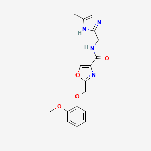 molecular formula C18H20N4O4 B3816483 2-[(2-methoxy-4-methylphenoxy)methyl]-N-[(4-methyl-1H-imidazol-2-yl)methyl]-1,3-oxazole-4-carboxamide 
