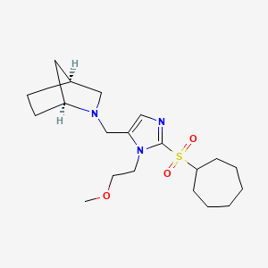 molecular formula C20H33N3O3S B3816488 (1S*,4S*)-2-{[2-(cycloheptylsulfonyl)-1-(2-methoxyethyl)-1H-imidazol-5-yl]methyl}-2-azabicyclo[2.2.1]heptane 