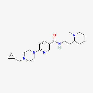 molecular formula C22H35N5O B3816505 6-[4-(cyclopropylmethyl)-1-piperazinyl]-N-[2-(1-methyl-2-piperidinyl)ethyl]nicotinamide 