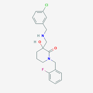 molecular formula C20H22ClFN2O2 B3816513 3-{[(3-chlorobenzyl)amino]methyl}-1-(2-fluorobenzyl)-3-hydroxy-2-piperidinone 