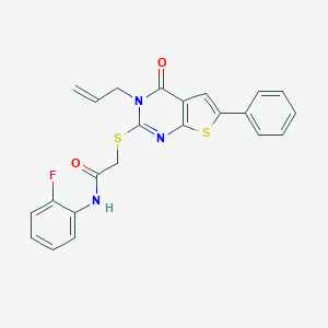 N-(2-fluorophenyl)-2-(4-oxo-6-phenyl-3-prop-2-enylthieno[2,3-d]pyrimidin-2-yl)sulfanylacetamide