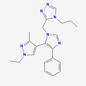 molecular formula C21H25N7 B3816537 3-{[5-(1-ethyl-3-methyl-1H-pyrazol-4-yl)-4-phenyl-1H-imidazol-1-yl]methyl}-4-propyl-4H-1,2,4-triazole 