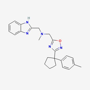 molecular formula C24H27N5O B3816545 (1H-benzimidazol-2-ylmethyl)methyl({3-[1-(4-methylphenyl)cyclopentyl]-1,2,4-oxadiazol-5-yl}methyl)amine 