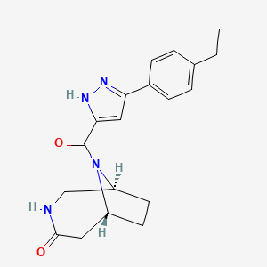 molecular formula C19H22N4O2 B3816551 (1S*,6R*)-9-{[3-(4-ethylphenyl)-1H-pyrazol-5-yl]carbonyl}-3,9-diazabicyclo[4.2.1]nonan-4-one 