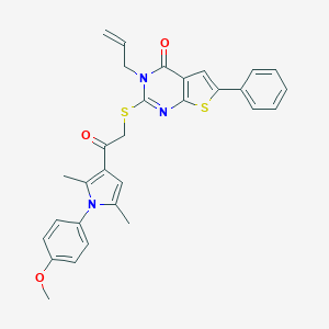 molecular formula C30H27N3O3S2 B381656 3-allyl-2-({2-[1-(4-methoxyphenyl)-2,5-dimethyl-1H-pyrrol-3-yl]-2-oxoethyl}sulfanyl)-6-phenylthieno[2,3-d]pyrimidin-4(3H)-one 