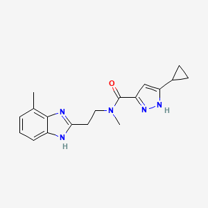 molecular formula C18H21N5O B3816569 3-cyclopropyl-N-methyl-N-[2-(4-methyl-1H-benzimidazol-2-yl)ethyl]-1H-pyrazole-5-carboxamide 