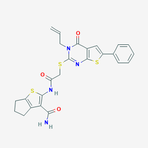 2-({[(3-allyl-4-oxo-6-phenyl-3,4-dihydrothieno[2,3-d]pyrimidin-2-yl)sulfanyl]acetyl}amino)-5,6-dihydro-4H-cyclopenta[b]thiophene-3-carboxamide