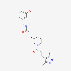 molecular formula C24H34N4O3 B3816575 3-{1-[3-(3,5-dimethyl-1H-pyrazol-4-yl)propanoyl]-3-piperidinyl}-N-(3-methoxybenzyl)propanamide 