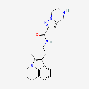 molecular formula C21H25N5O B3816581 N-[2-(2-methyl-5,6-dihydro-4H-pyrrolo[3,2,1-ij]quinolin-1-yl)ethyl]-4,5,6,7-tetrahydropyrazolo[1,5-a]pyrazine-2-carboxamide hydrochloride 