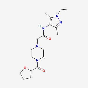 molecular formula C18H29N5O3 B3816606 N-(1-ethyl-3,5-dimethyl-1H-pyrazol-4-yl)-2-[4-(tetrahydrofuran-2-ylcarbonyl)piperazin-1-yl]acetamide 