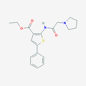 molecular formula C19H22N2O3S B381661 Ethyl 5-phenyl-2-[(1-pyrrolidinylacetyl)amino]-3-thiophenecarboxylate 