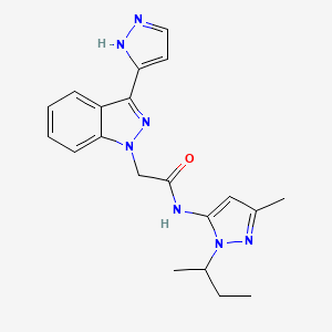 molecular formula C20H23N7O B3816622 N-(1-sec-butyl-3-methyl-1H-pyrazol-5-yl)-2-[3-(1H-pyrazol-3-yl)-1H-indazol-1-yl]acetamide 