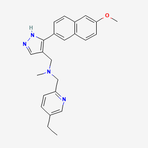 molecular formula C24H26N4O B3816666 1-(5-ethyl-2-pyridinyl)-N-{[3-(6-methoxy-2-naphthyl)-1H-pyrazol-4-yl]methyl}-N-methylmethanamine 