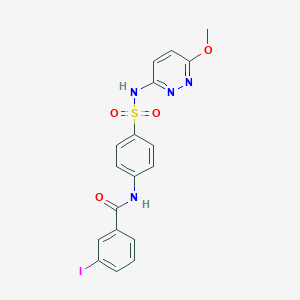 molecular formula C18H15IN4O4S B381667 3-碘-N-(4-{[(6-甲氧基哒嗪-3-基)氨基]磺酰基}苯基)苯甲酰胺 CAS No. 385405-87-8