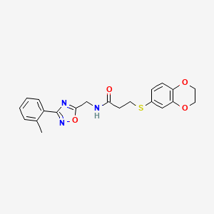 molecular formula C21H21N3O4S B3816670 3-(2,3-dihydro-1,4-benzodioxin-6-ylthio)-N-{[3-(2-methylphenyl)-1,2,4-oxadiazol-5-yl]methyl}propanamide 