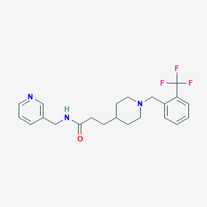 molecular formula C22H26F3N3O B3816681 N-(3-pyridinylmethyl)-3-{1-[2-(trifluoromethyl)benzyl]-4-piperidinyl}propanamide 