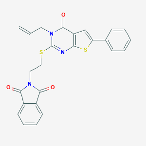 molecular formula C25H19N3O3S2 B381669 2-[2-(4-Oxo-6-phenyl-3-prop-2-enylthieno[2,3-d]pyrimidin-2-yl)sulfanylethyl]isoindole-1,3-dione CAS No. 315711-95-6
