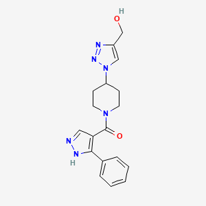 molecular formula C18H20N6O2 B3816695 (1-{1-[(3-phenyl-1H-pyrazol-4-yl)carbonyl]-4-piperidinyl}-1H-1,2,3-triazol-4-yl)methanol 