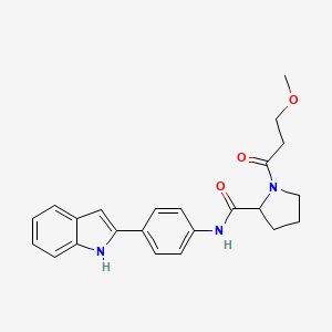 molecular formula C23H25N3O3 B3816710 N-[4-(1H-indol-2-yl)phenyl]-1-(3-methoxypropanoyl)prolinamide 