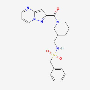 molecular formula C20H23N5O3S B3816748 1-phenyl-N-{[1-(pyrazolo[1,5-a]pyrimidin-2-ylcarbonyl)-3-piperidinyl]methyl}methanesulfonamide 