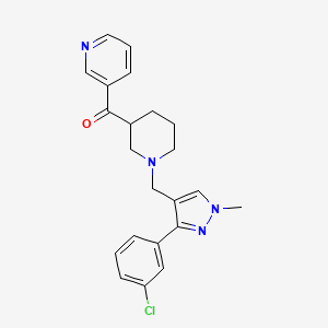 molecular formula C22H23ClN4O B3816752 (1-{[3-(3-chlorophenyl)-1-methyl-1H-pyrazol-4-yl]methyl}-3-piperidinyl)(3-pyridinyl)methanone 