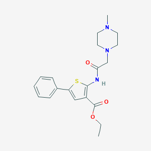 molecular formula C20H25N3O3S B381676 Ethyl 2-{[(4-methyl-1-piperazinyl)acetyl]amino}-5-phenyl-3-thiophenecarboxylate 