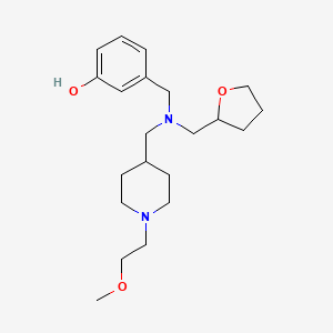 molecular formula C21H34N2O3 B3816776 3-{[{[1-(2-methoxyethyl)-4-piperidinyl]methyl}(tetrahydro-2-furanylmethyl)amino]methyl}phenol 