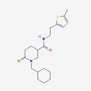 molecular formula C20H30N2O2S B3816779 1-(cyclohexylmethyl)-N-[2-(5-methyl-2-thienyl)ethyl]-6-oxo-3-piperidinecarboxamide 