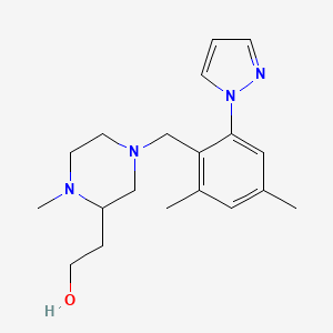 molecular formula C19H28N4O B3816785 2-{4-[2,4-dimethyl-6-(1H-pyrazol-1-yl)benzyl]-1-methyl-2-piperazinyl}ethanol 