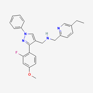 molecular formula C25H25FN4O B3816814 1-(5-ethyl-2-pyridinyl)-N-{[3-(2-fluoro-4-methoxyphenyl)-1-phenyl-1H-pyrazol-4-yl]methyl}methanamine 