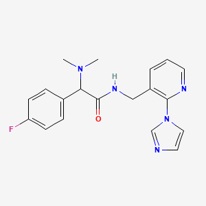 molecular formula C19H20FN5O B3816835 2-(dimethylamino)-2-(4-fluorophenyl)-N-{[2-(1H-imidazol-1-yl)-3-pyridinyl]methyl}acetamide 