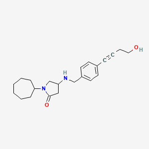 molecular formula C22H30N2O2 B3816837 1-cycloheptyl-4-{[4-(4-hydroxy-1-butyn-1-yl)benzyl]amino}-2-pyrrolidinone 