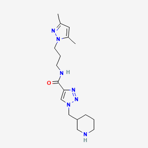 molecular formula C17H27N7O B3816876 N-[3-(3,5-dimethyl-1H-pyrazol-1-yl)propyl]-1-(piperidin-3-ylmethyl)-1H-1,2,3-triazole-4-carboxamide 