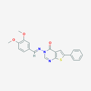 molecular formula C21H17N3O3S B381689 3-[(3,4-dimethoxybenzylidene)amino]-6-phenylthieno[2,3-d]pyrimidin-4(3H)-one 