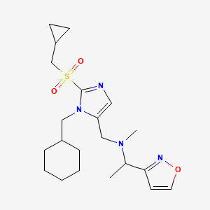 molecular formula C21H32N4O3S B3816891 ({1-(cyclohexylmethyl)-2-[(cyclopropylmethyl)sulfonyl]-1H-imidazol-5-yl}methyl)[1-(3-isoxazolyl)ethyl]methylamine 
