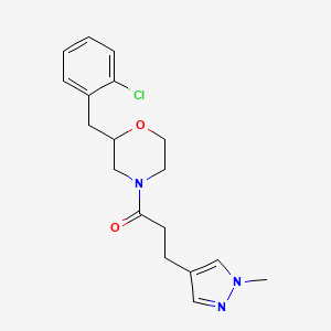 molecular formula C18H22ClN3O2 B3816898 2-(2-chlorobenzyl)-4-[3-(1-methyl-1H-pyrazol-4-yl)propanoyl]morpholine 