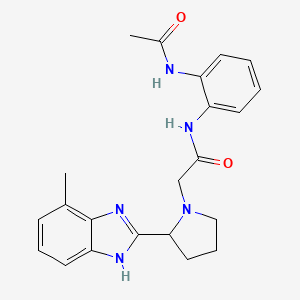 molecular formula C22H25N5O2 B3816900 N-[2-(acetylamino)phenyl]-2-[2-(4-methyl-1H-benzimidazol-2-yl)pyrrolidin-1-yl]acetamide 