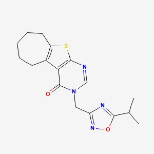 molecular formula C17H20N4O2S B3816935 3-[(5-isopropyl-1,2,4-oxadiazol-3-yl)methyl]-3,5,6,7,8,9-hexahydro-4H-cyclohepta[4,5]thieno[2,3-d]pyrimidin-4-one 